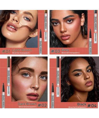 2 in 1 Waterproof 3D Eyebrow Pencil with Eyebrow Gel Micro Eyebrow Pencil with 4 Fork Tip Applicator 2024 New Eyebrow Pencil Effortlessly Creates Natural Looking Brows Black+light Brown - Buy Online on GoSupps.com