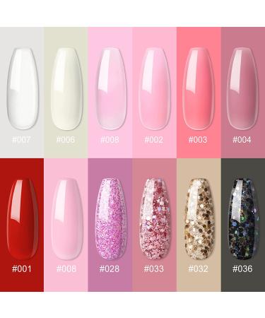 Poly Nail Gel Kit with 36W UV LED Lamp - 6 Nude Colors & 6 Glitter UV Gels, Base and Top Coat, Nail Art Gift Set for Women - Buy Online on GoSupps.com