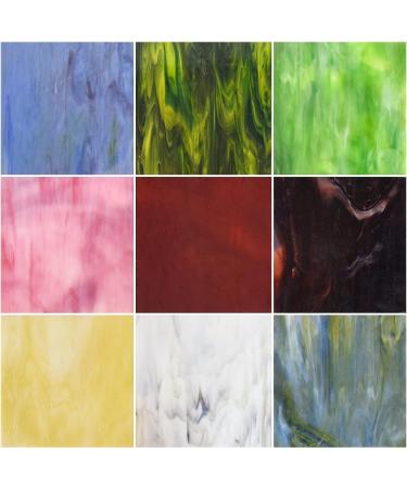 Wecrejoni 9 Sheets Variety Stained Glass 6x6 - Cathedral Art Glass Mixed Textures for Crafts - Buy Online on GoSupps.com