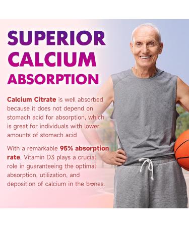 2 Pack Calcium Citrate Gummies 1000mg w/Vitamin D3 High Absorption Calcium Gummies for Women & Men Plus Magnesium Potassium Zinc for Muscle & Immune Raspberry Flavor 120 Count 60 Count (Pack of 2) - Buy Online on GoSupps.com