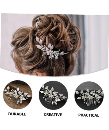 FRCOLOR Bridal Hair Accessories Bridal Headpieces for Wedding Hair Accessories for Prom Diamond Hair Accessories Silver Clips for Hair Wedding Pearls Hair Comb Floral Hair Clip Zinc Alloy - Buy Online on GoSupps.com