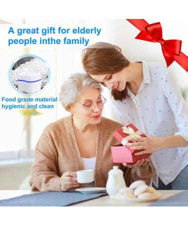 Retainer Bath Box Denture Cleaning Bath Case with Brush Denture Cup Storage Bath Box Case Retainer Cleaning Container Mouthguard Soaking Holder - Dark Blue - Buy Online on GoSupps.com