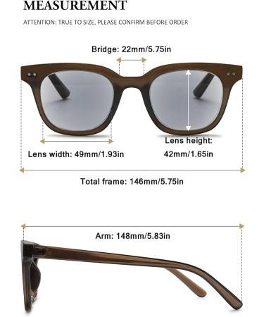 Vevesmundo Sun Reading Glasses with Blue Light Filter | Unisex Rectangular Sunglasses | Brown Frame & Lentils | Visual Aid Strength 3.5x - Buy Online on GoSupps.com