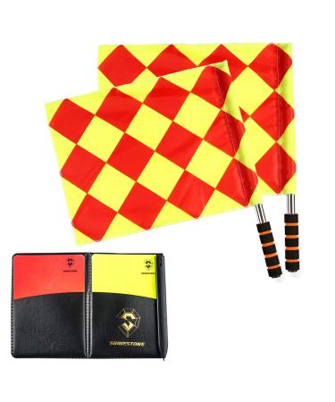 Shinestone Soccer Referee Flag Sports Match Football Linesman Flags with Case Referee Equipment-2 Designs(02) 02 design