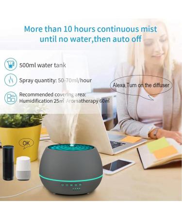 Smart Aroma Diffuser with App & Alexa Control | 500ml Essential Oil Humidifier | 7 Color LED Timer Waterless Auto-Off Ultra Quiet - Cement Gray - Buy Online on GoSupps.com