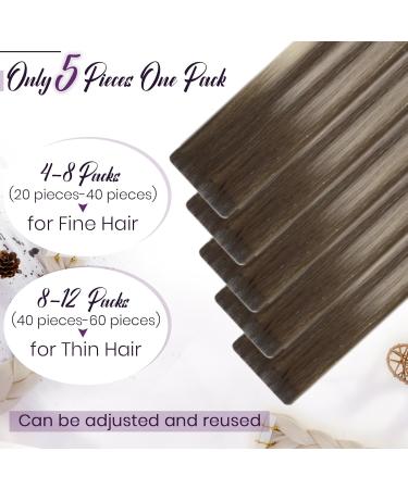 LAAVOO Tape Extensions - Real Brown Balayage Hair Virgin 10g 40cm #4/7/80 5PCs for Effortless Style - Buy Online on GoSupps.com