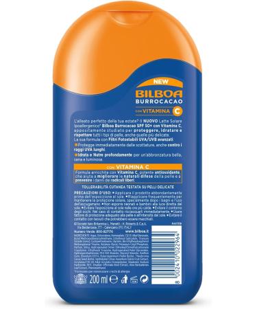  Bilboa Bilboa Burrocacao Sunscreen Lotion SPF 50+ Very High Sun Protection for Sensitive Skin Formula with Vitamin C Moisturizes  - Buy Online on GoSupps.com