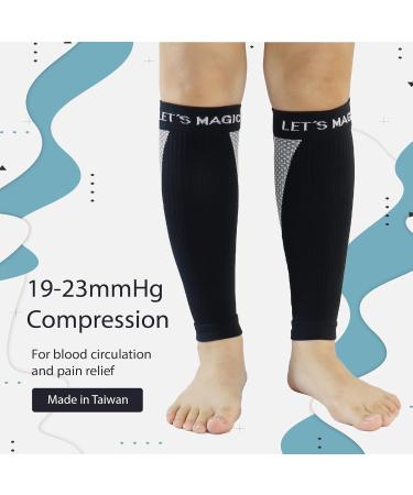 M Magic Sport Kinesiology Taping Compression Calf Sleeves - Unisex Medium-Large Black for Running Hiking Cycling & Jogging - International Shipping Available - Buy Online on GoSupps.com