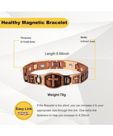 Shop Durable Copper Bracelets for Men | 8.66" Pure Copper Magnetic Cross Bracelet with 3500 Gauss Magnet - Buy Online on GoSupps.com