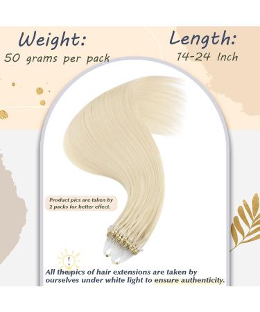 Ugeat Microring Extensions - Real Hair 45 cm 50g Platinum Blonde #60 - 50 Strands - Buy Online on GoSupps.com