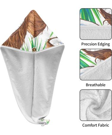 Tropical Coconut Hair Towel 2 Pack | Super Absorbent Quick Dry Hair Turbans for Women & Girls - Buy Online on GoSupps.com