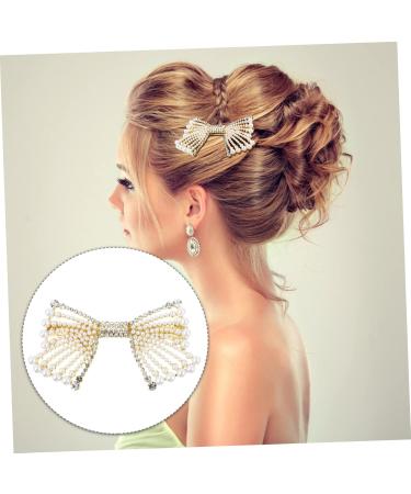 minkissy 1pc Hairpin Alligator Clip Bows Bridal Bow Rhinestone Headpiece Sparkly Hair Barrette Crystal Hair Clip Pearl Snap Clips Rhinestone Hair Bowknot Decor Alloy Bang Clip Wedding Miss - Buy Online on GoSupps.com