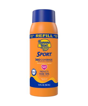 Banana Boat Sport 360 Coverage Sunscreen Mist Refill SPF 50+ | Spray Sunscreen Refill Non-Aerosol Sunscreen Spray Refill Sunscreen Spray SPF 50 SPF Spray Oxybenzone Free Sunscreen 5.5oz