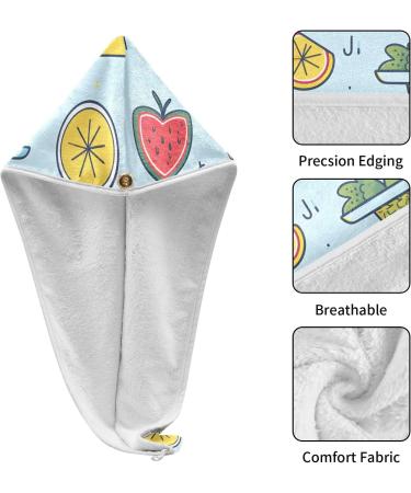 Lovely Cartoon Fruit Hair Towel 2 Pack - Super Absorbent Quick Dry Hair Turbans for Women & Girls - Buy Online on GoSupps.com