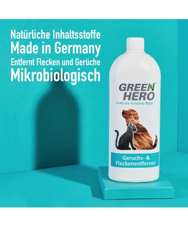 Green Hero Odor & Stain Remover Concentrate - 1000ml Makes 10 Liters | Biological Enzyme Cleaner for Urine Feces Vomit International Shipping Available - Buy Online on GoSupps.com