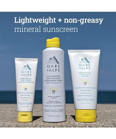 Oars + Alps Mineral SPF 30 Sunscreen Spray - Water & Sweat Resistant Vitamin E & Antioxidants Fragrance-Free 6 Oz - International Shipping Available - Buy Online on GoSupps.com