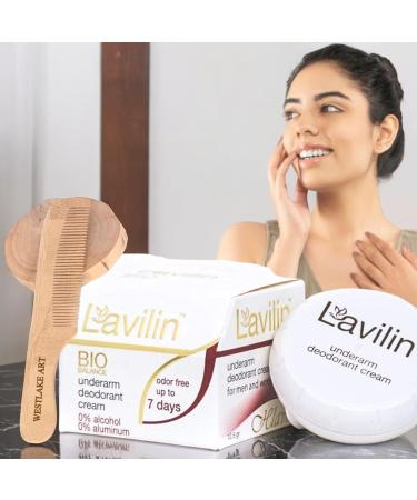 Sensitive Skin Cream Deodorant - 72-Hour Odor Protection Aluminum-Free Natural Ingredients 3-Pack with Wooden Comb - Buy Online on GoSupps.com