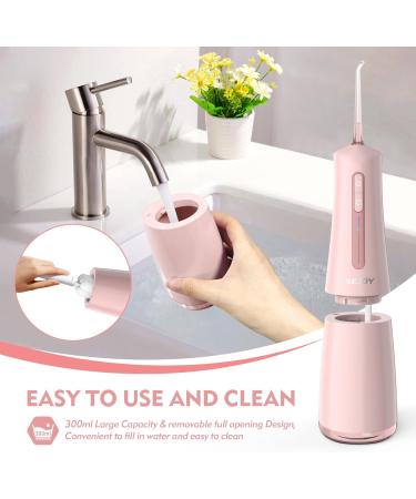 Water Flosser 300mL Tank 4 Modes 6 Jet Tips Dental Oral Irrigator USB Rechargeable Cordless Water Dental Picks Teeth Cleaning IPX7 Waterproof Pink - Buy Online on GoSupps.com