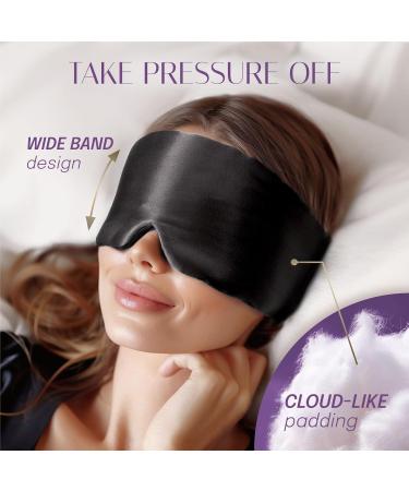 Silk Sleep Mask - 100% Mulberry Silk Adjustable Large Size for Total Blackout Soft & Breathable | Anti-Wrinkle Eye Mask (Black - Buy Online on GoSupps.com