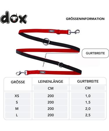 DDOXX Airmesh Dog Leash - 2m 3-Way Adjustable for All Dog Sizes - Red M (2.5 x 200 cm) - International Shipping Available - Buy Online on GoSupps.com