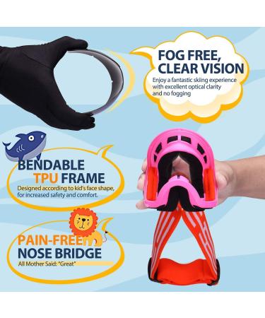 LOEO Kids Ski Goggle - Black with Red Silver Lens | Ski Goggles for Kids Youth Teens Boys and Girls 5-14 - Buy Online on GoSupps.com