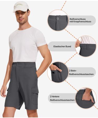 Sihohan Men's Short Pants - Lightweight Quick-Drying Hiking Shorts with 7 Pockets | Breathable Stretch Cargo Shorts for Summer Trekking | 3XL Dark Gray - Buy Online on GoSupps.com