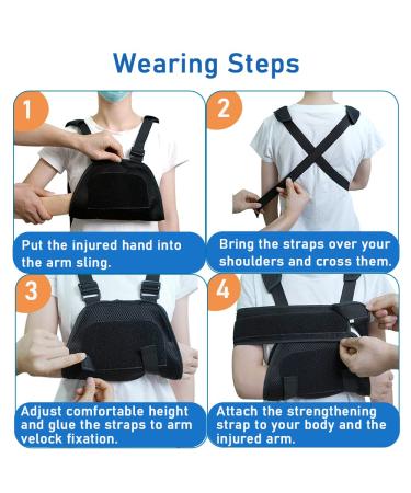 Kids Arm Sling for Shoulder Injury - Adjustable Medical Brace for Elbow Surgery & Rotator Cuff Support (Black Medium) - International Shipping Available - Buy Online on GoSupps.com