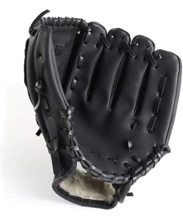 Zyyrss Baseball glove for children/adolescents/adults softball gloves sports stroke gloves PU leather glove for the left hand litter for the right hand black 10.5 inches