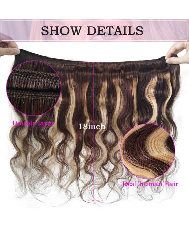 Bestsojoy Ombre Highlight Brazilian Body Wave Hair Bundles | 4 Bundle Pack 12A Remy Human Hair Weaves P4/27 Ombre Brown Blonde Extensions | 22 24 26 28 Inch Highlighted Hair - Buy Online on GoSupps.com