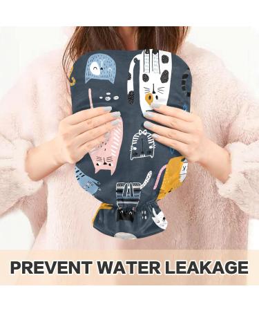 Hot Water Bottles with Cartoon Cat Cover - 2L Heating Bag for Pain Relief Sore Muscles & Arthritis - Buy Online on GoSupps.com