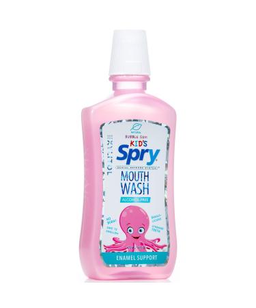 Xlear Kid's Spry Mouth Wash Enamel Support Alcohol-Free Natural Bubble Gum 16 fl oz (473 ml)