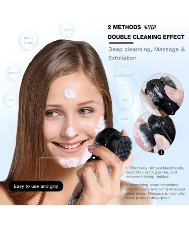 2 Pack Facial Cleansing Brushes - Double-Sided Silicone Face Scrubber for Deep Pore Cleansing and Exfoliation - Black - Buy Online on GoSupps.com