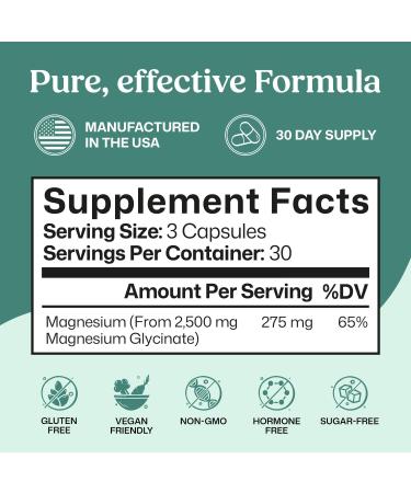 ColonBroom Pure Magnesium Glycinate Capsules | Supplement for Sleep Heart & Muscle Support | Non-GMO Gluten Free Vegan & Sugar-Free | 1 Month Supply (90 Capsules) 90 Count (Pack of 1) - Buy Online on GoSupps.com