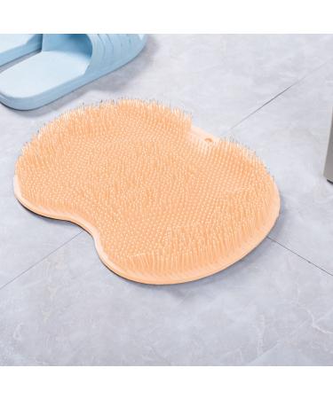 Back/Feet Scrubber for Shower Silicone Shower Brush with Suction Cup for Cleaning & Exfoliating Skin Floating Body Long Bristles for Wet or Dry Brushing Cleans The Body Easily 30 25cm (Orange)
