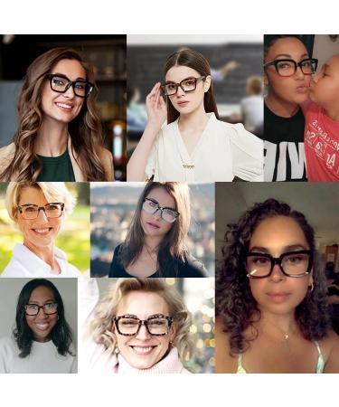Hubeye Retro Oversized Large Frame Blue Light Blocking Reading Glasses 1.00 Dark Grey Leopard - Square Fashion Oprah Style for Women Men - Buy Online on GoSupps.com