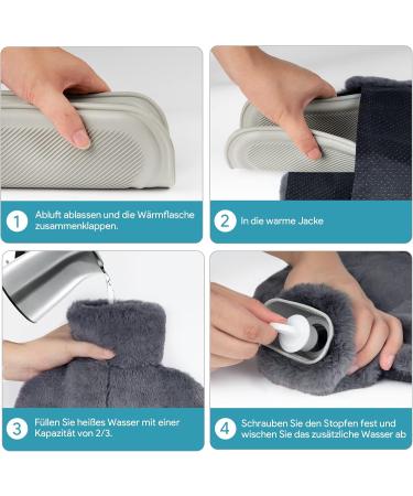 Tgkoddo Electric-Free Foot Warmer | 2L Hot Water Bottle for Cold Feet | 2-in-1 Heating Pad for Adults | Soft & Warm Grey Foot Warmer (40x36cm) - Buy Online on GoSupps.com