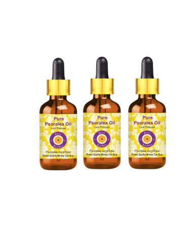 Dev Herbes Pure Psoralea Oil (Psoralea Corylifolia) with glass dripper natural therapeutic quality cold -pressed (pack of three) 100ml x 3 (10 oz) 100 ml (3 -pack)
