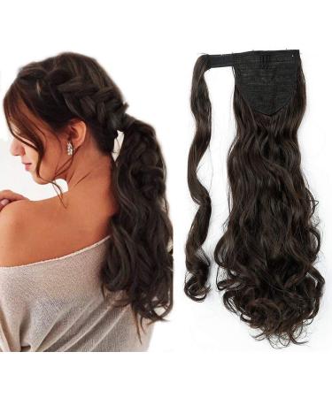 Hair extension / hairpiece ponytail wavy with clip 43.2-66 cm long smooth and silky