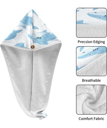 Cute Sharks Dry Hair Cap & Quick Drying Towel Set | Super Absorbent & Soft | 2 Piece Headband Included - Perfect for Fast Hair Drying - Buy Online on GoSupps.com
