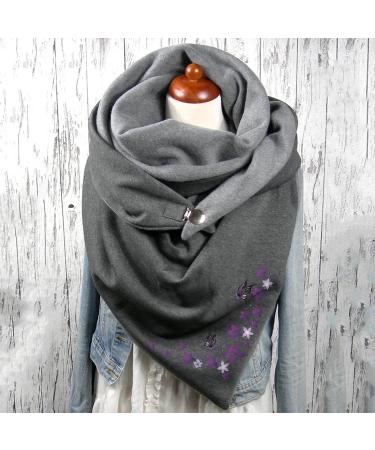 Cozy Triangular Scarf for Women - Patterned Loop Wrap Cape with Button | One Size Winter Poncho - Buy Online on GoSupps.com