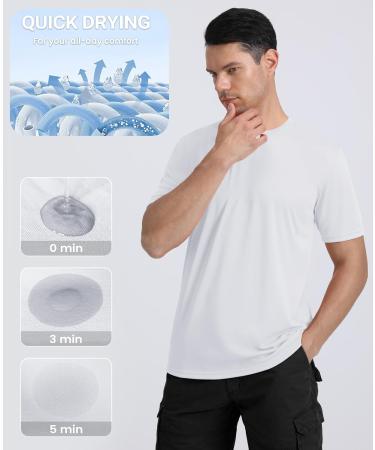 Magcomsen Men's Summer UV Shirt - Quick Dry UPF 50+ Outdoor T-Shirt for Hiking Jogging & Fitness - White L - Buy Online on GoSupps.com