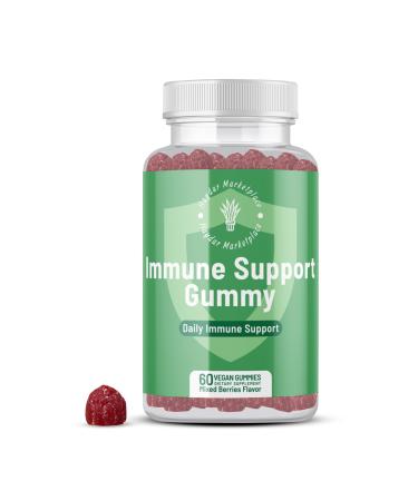 Haydar Marketplace Immune Boosters for Adults - Vegan Immune Support Gummies with Vitamins C & D Zinc Magnesium Probiotics - Immunity Gummies with Elderberry Turmeric Echinacea 60 Ct
