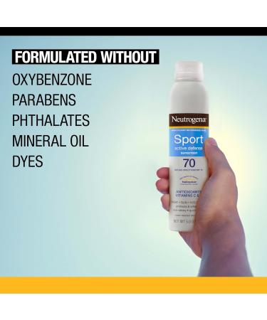 Neutrogena Sport Active Defense SPF 70 Sunscreen Spray Sweat & Water Resistant Spray Sunscreen with Broad Spectrum Protection for Sunburn Prevention Oxybenzone-Free Twin Pack 2 x 5 oz Sunscreen Spray 5 Ounce (Pack of 2) - Buy Online on GoSupps.com