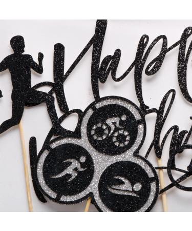 Triathlon Cupcake Toppers Sports Theme Cycling Cupcake Picks Swimming Cake Topper Running Cupcake Topper Party Decotation Supplies - Buy Online on GoSupps.com