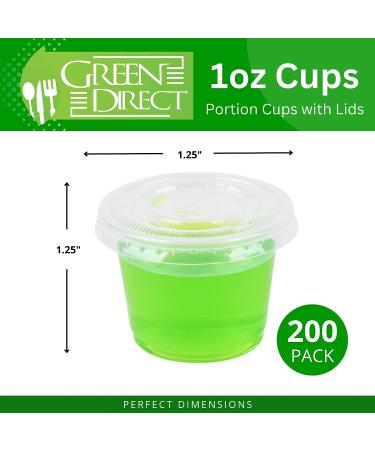 Green Direct 1 oz Clear Plastic Cups with Lids - 200 Sets | Disposable Condiment Containers, Jello Shot Cups, Salad Dressing Container | Small Plastic Containers with Lids - Pack of 200 - Buy Online on GoSupps.com