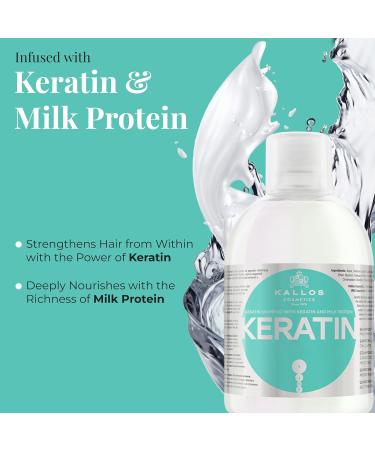 Kallos KJMN Shampoo - Keratin & Milk Protein for Dry Damaged Hair - Sulfate & Paraben Free - 34 oz Frizz Control & Nourishing Formula - Buy Online on GoSupps.com