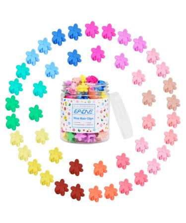 EAONE 100Pcs Mini Flower Hair Clips Small Cute Hair Clip Non Slip Tiny Claw Clips Kawaii Hair Styling Accessories for 90s 2000s Girls and Women with Multiple Matte Colors Assorted Box Packaged Floral
