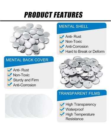 300 Pieces Blank Button Making Supplies Round Badge Button Parts Metal Button Pin Badge Kit for Button Maker Machine  Including Metal Shells Back Cover and Clear Film (Tinplate 1.46 Inch) 37 mm/ 1.46 Inch  metal - Buy Online on GoSupps.com
