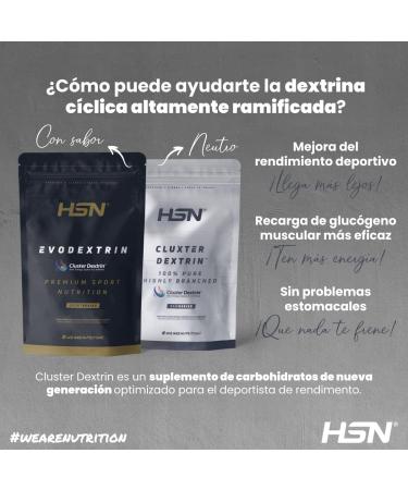 HSN Cluster Dextrin (Cyclodextrin) - Sugar-Free Vegan Carbohydrate Shake | Gluten-Free Lactose-Free Tasteless | 1kg for Optimal Performance & Relaxation - Buy Online on GoSupps.com
