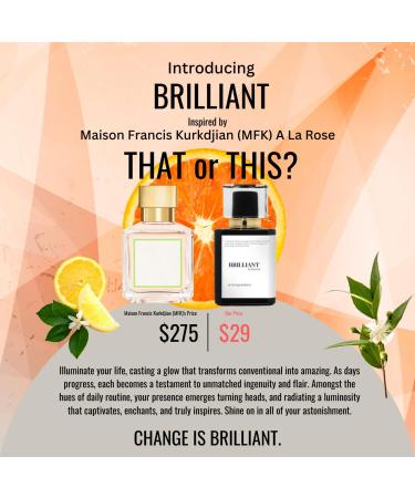 BRILLIANT | Inspired by MFK A LA ROSE | Perfume for Women | Extrait De Parfum | Long Lasting Dupe Clone Essential Oils Fragrance | Perfume De Mujer | (50 ml / 1.7 Fl Oz) 1.7 Fl Oz (Pack of 1) - Buy Online on GoSupps.com